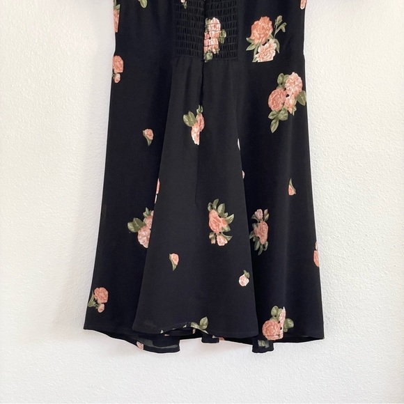 Reformation Diana Dress Floral Off Shoulder Mini Dress Black Pink 0 Petite - Picture 10 of 16